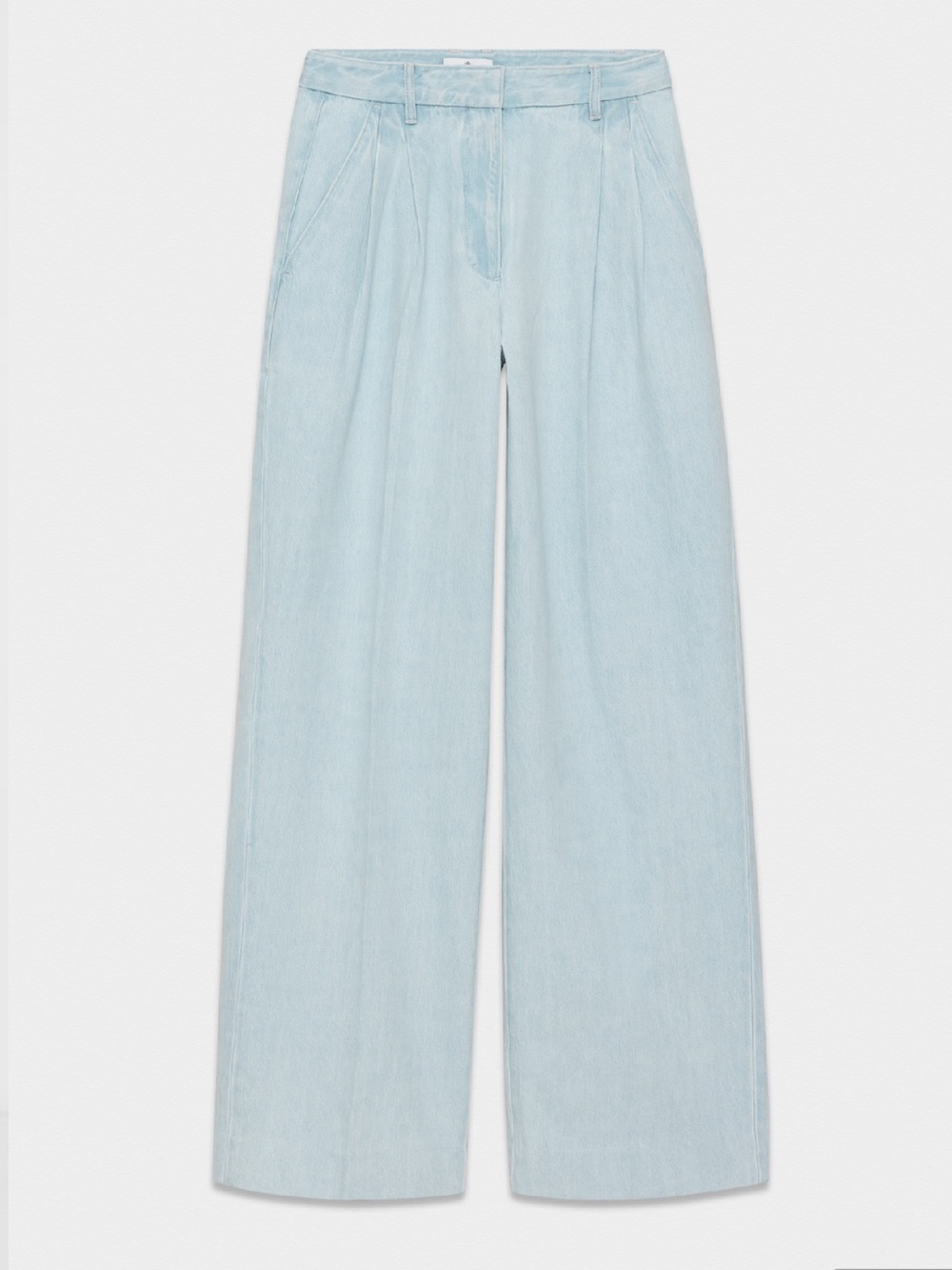 Aritzia Babaton Pleated Pants Bleach Blue Wide Leg High Rise Trousers Sz 6